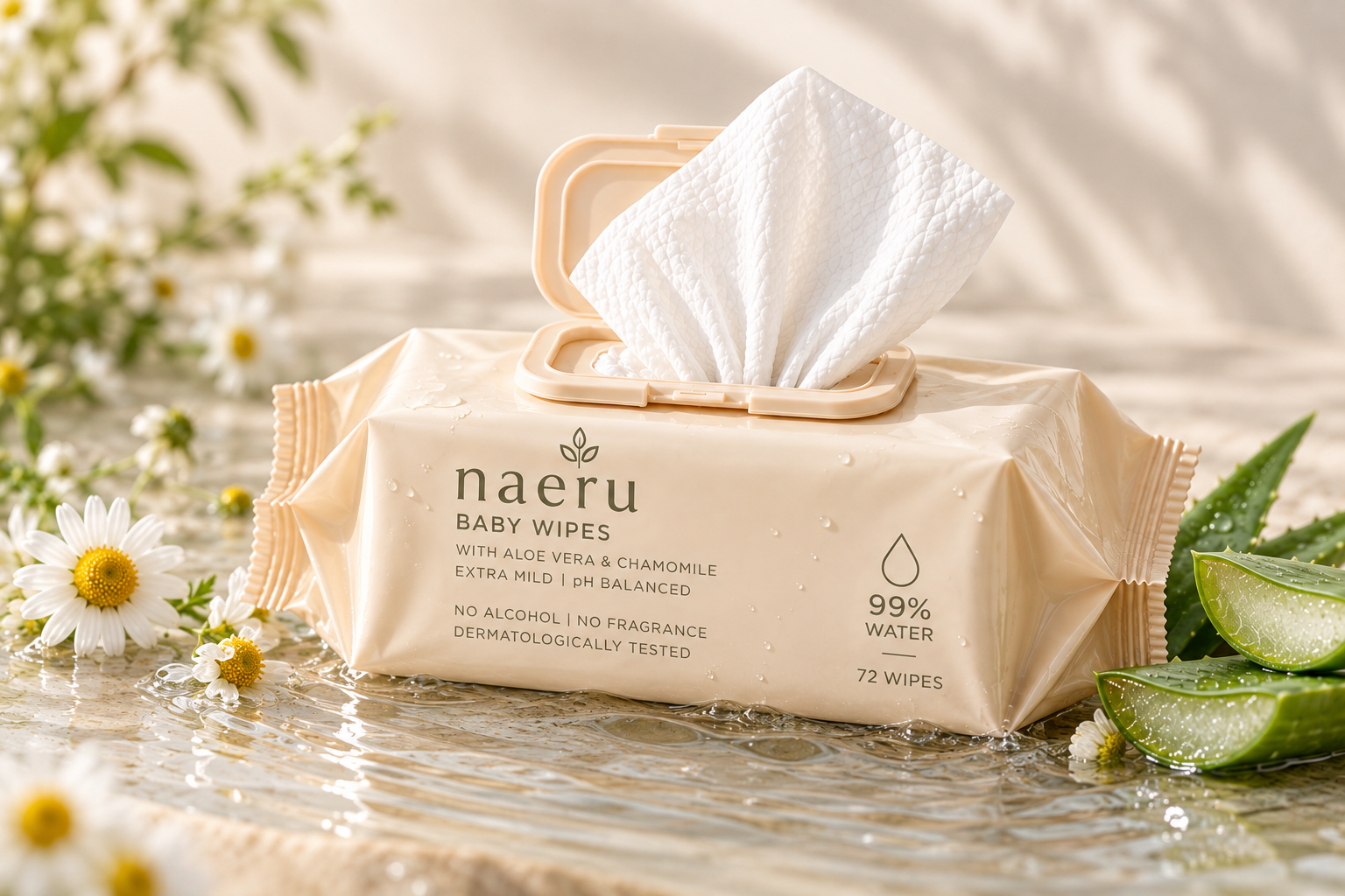 naeru baby wipes with chamomile and aloe vera